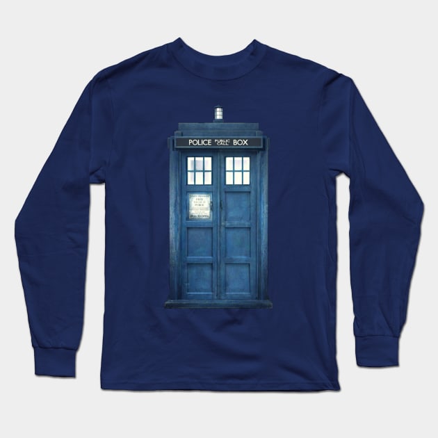 Old Blue Tardis Long Sleeve T-Shirt by VivianG